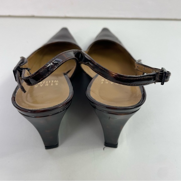 Stuart Weitzman Slingback Tortoise Shell Point-Toe Wedge Heels‎ - Picture 12 of 16